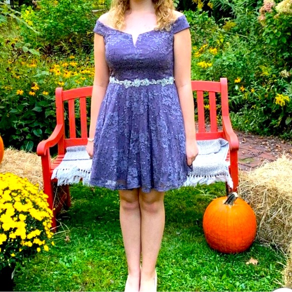 slim fit dress slacks Purple Tulle Short Prom Dress, Purple Homecoming Dress – 24prom main image 1